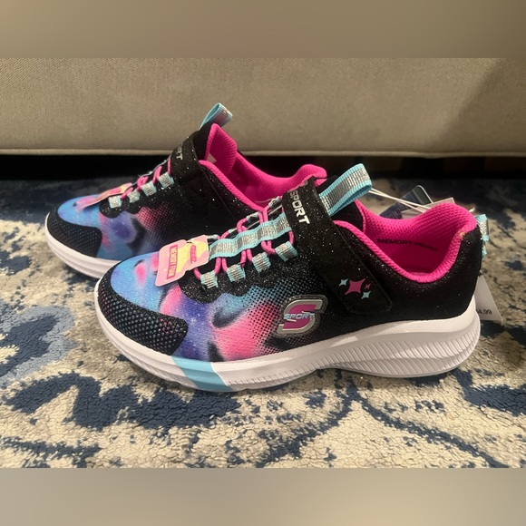 NWT S Sport by Skechers Kids' Cora Glitter Sneakers Black Size 1 - Picture 8 of 9